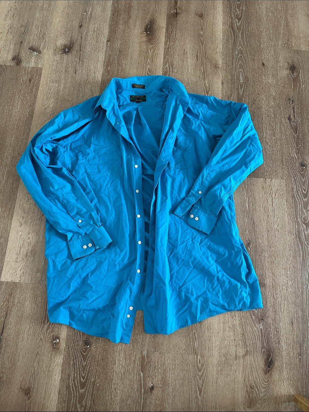 Men's Bright Blue Button-Down Shirt 2XLT